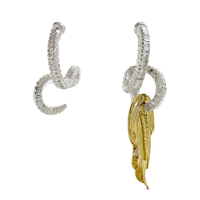 [P017]Silver 925/18KGP Dragon earring
