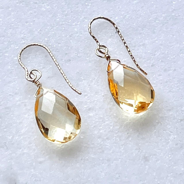 シトリン　ピアス（14Kgf製）　5181