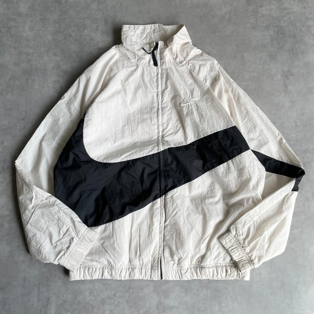 NIKE ナイキ ナイロンジャケット ビッグスウッシュ 白 黒 XL 13624 | fuufu