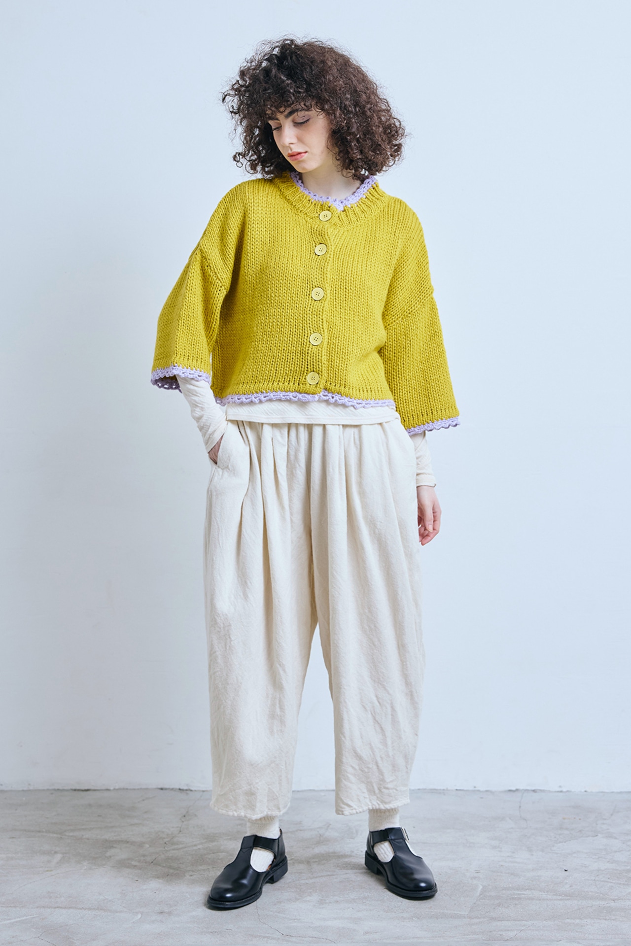 ROBE de PEAU(ローブデポー) WOOL/COTTON CAMILLE TUCK PANTS ウールコットン タックパンツ