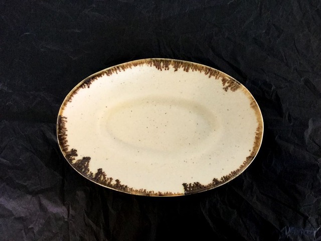 KODAMA TOKI Oval Plate Brown 23cm