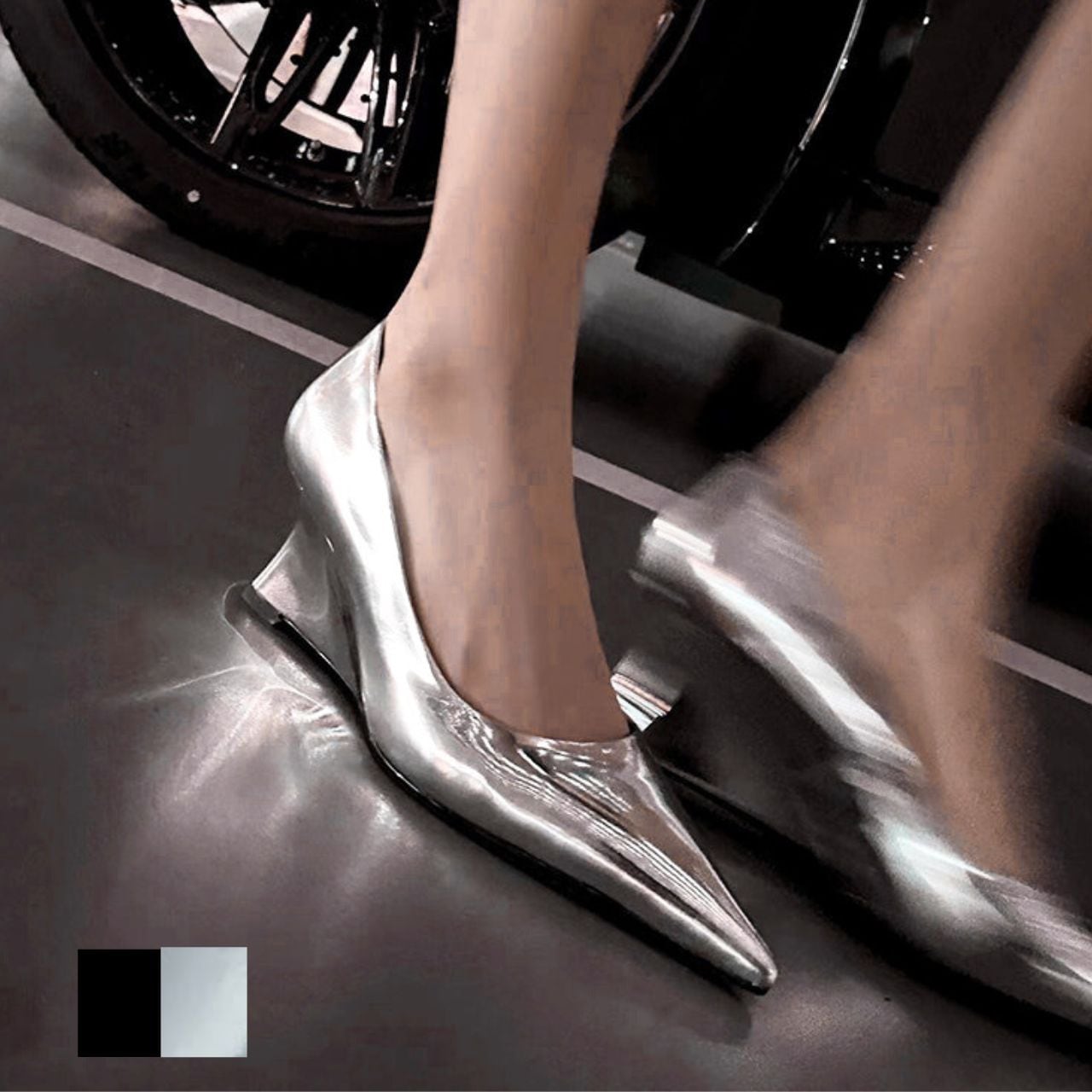 メタルウェッジポインテッドトゥパンプス【2col】 0567