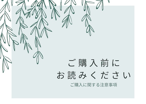 【必読】ご購入前にお読みください