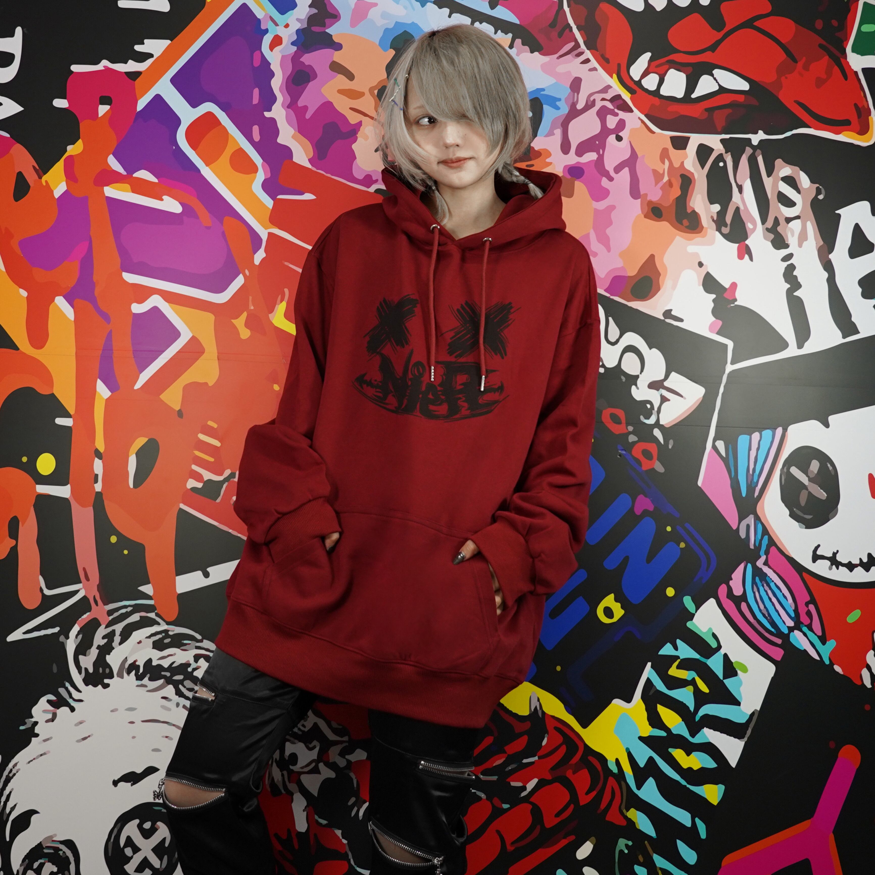 CRIMSON CRAZE HOODIE【FACE LOGO】 | NIER CLOTHING