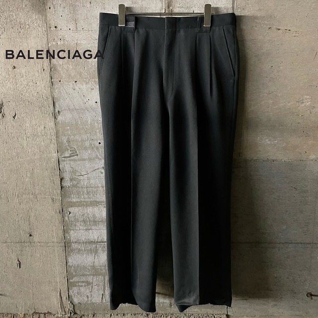 〖BALENCIAGA〗logo embroidery wide slacks pants/バレンシアガ ロゴ刺繍 ワイド スラックス パンツ/lsize/#0212