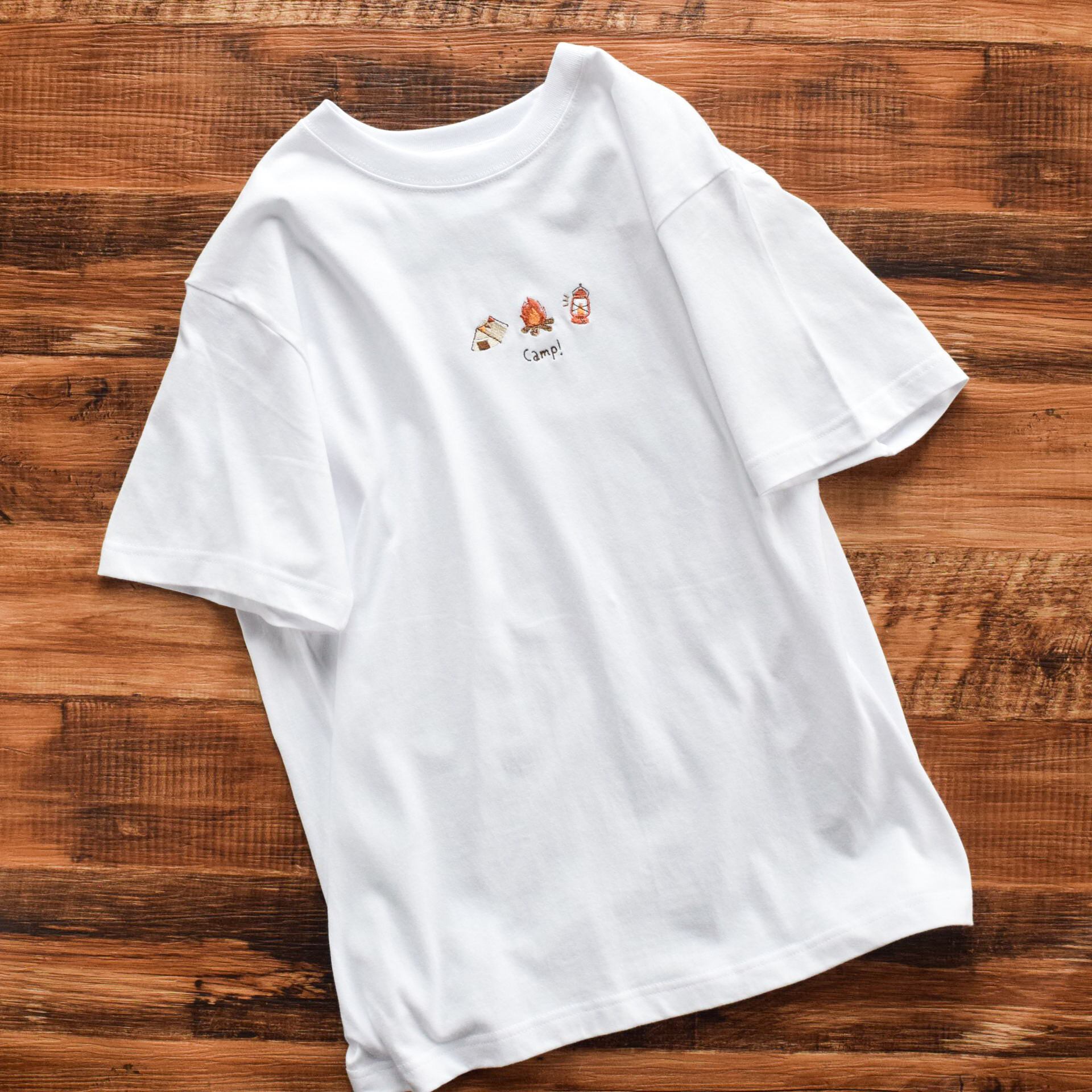 Camp!刺繍Tシャツ【選べる4色】メンズ レディース トップス キャンプ