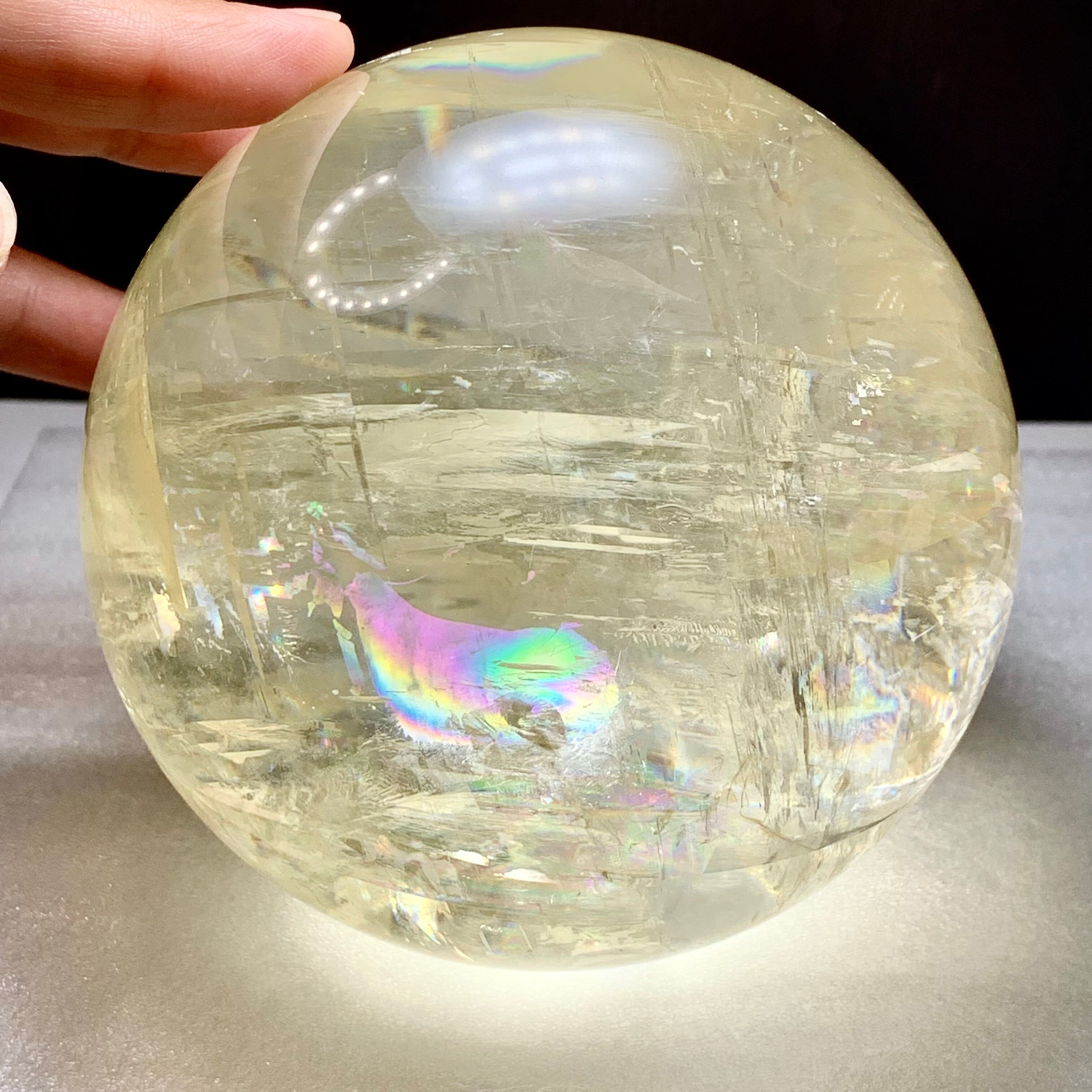 ✳️✨美白のBIGスフィア✨レインボー ホワイトカルサイト丸玉 天然石 原石 ✳️✨美白のBIGスフィア✨レインボー ホワイトカルサイト丸玉