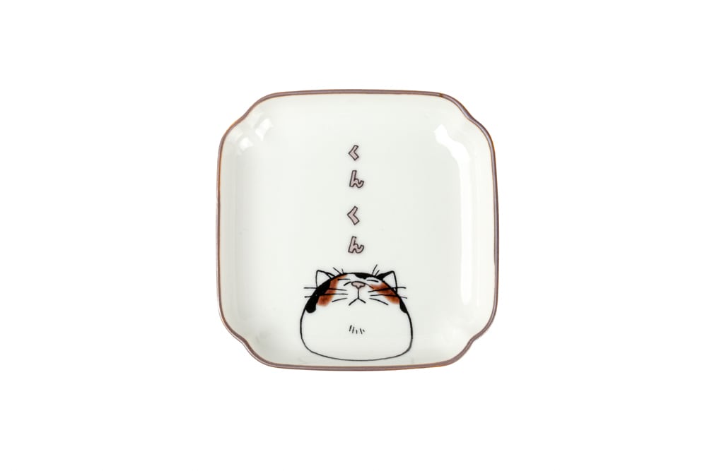 ネコ・ジェラシー 角小皿 みけねこ | kutaniseal