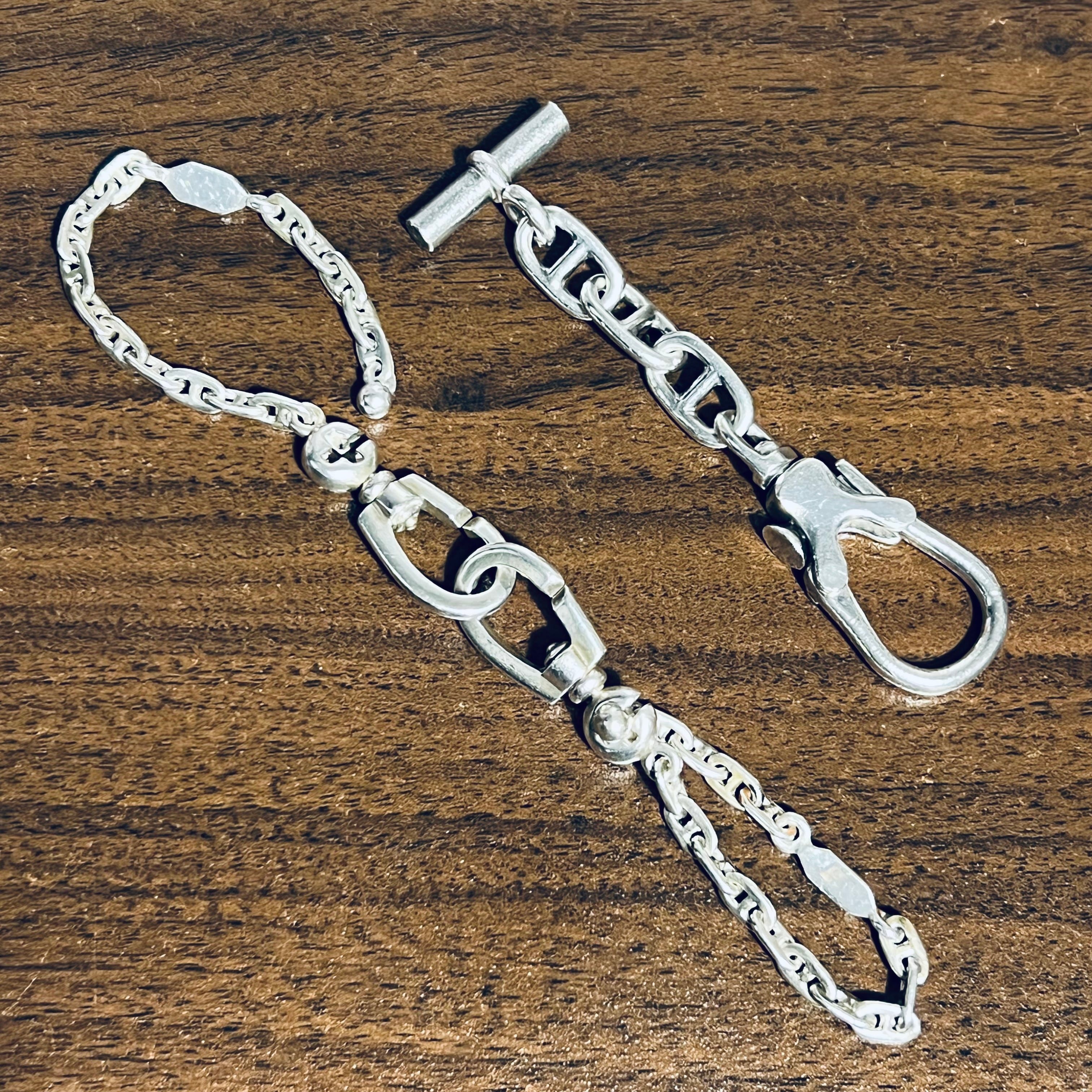 VINTAGE HERMES Chaine d'Ancre Key Chain Silver    ヴィンテージ