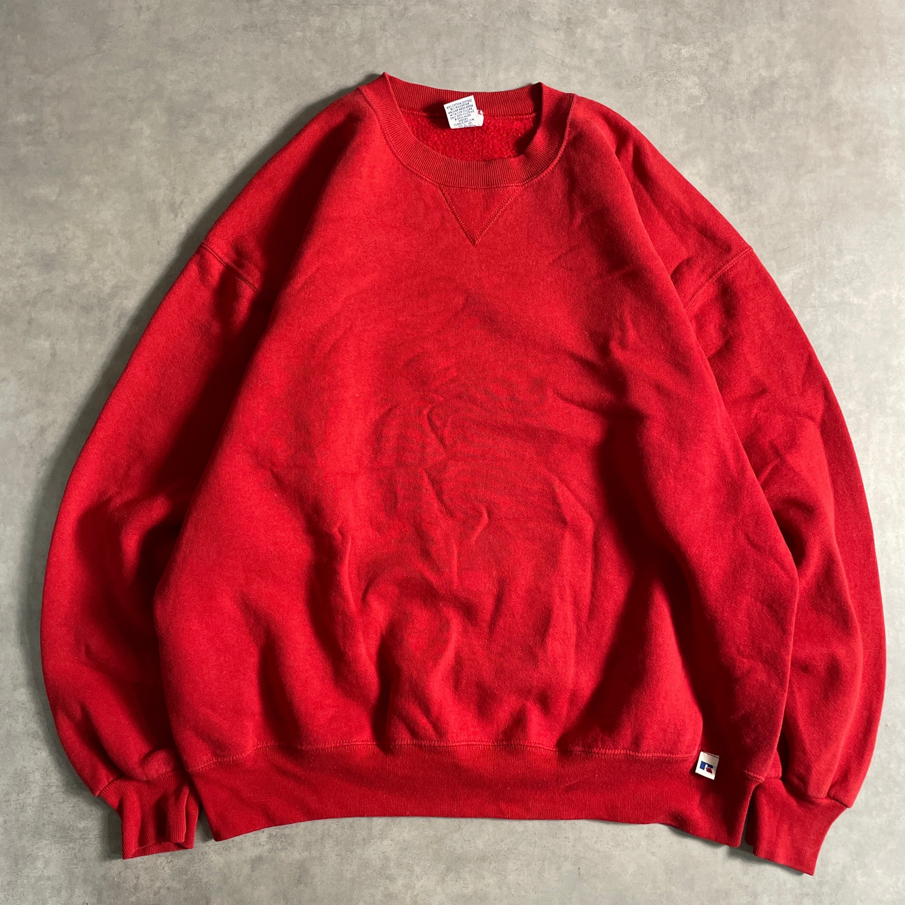 90s USA製 RUSSEL ATHLETIC 無地 スウェット 前V レッド