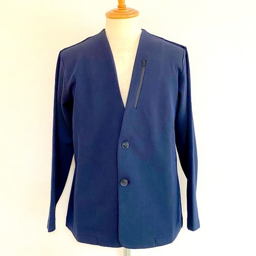Melange Seed Stitch No Collar Jacket　Navy