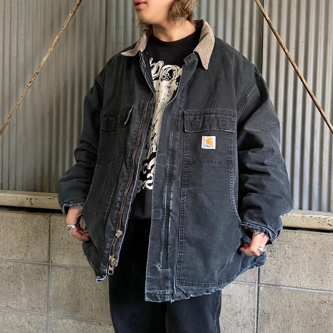 Carhartt 企業刺繍 ダックトラディショナルコート ブラック 3XL 古着-