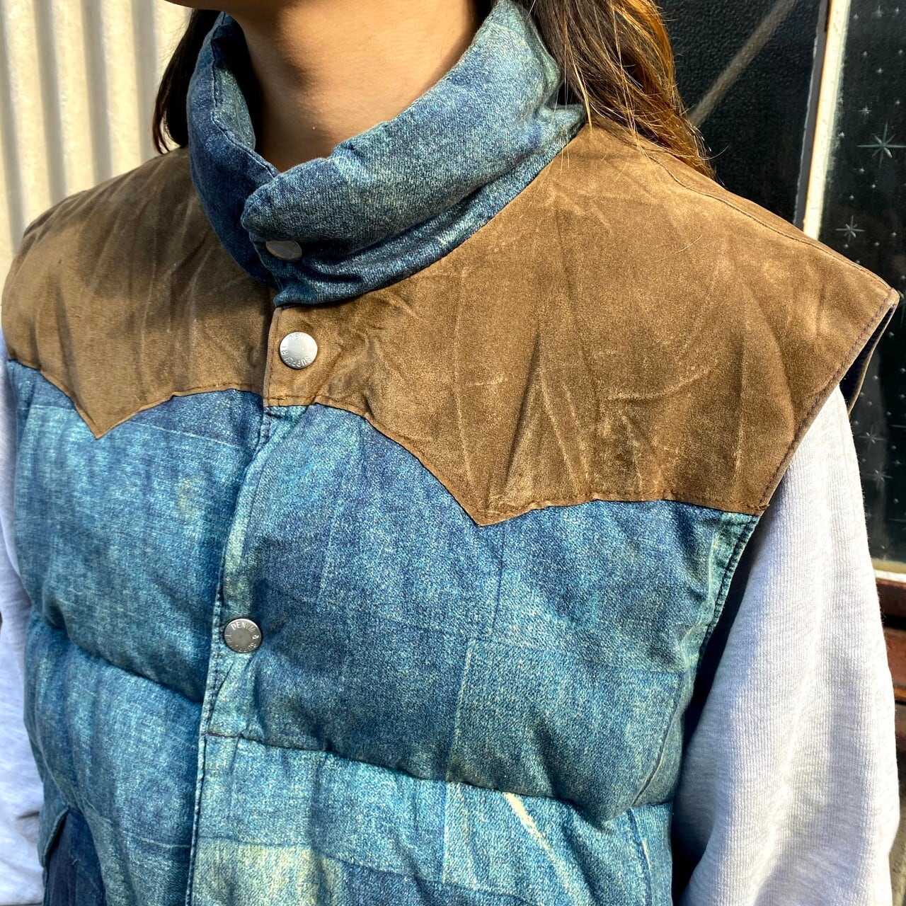 ビッグサイズ DENIM & SUPLY Ralph Lauren ラルフローレン デニム&サプライ 転写 デニムパッチワーク 中綿ベスト  メンズXXL 古着 フェイクスエード切り替え ダウンベスト 大きいサイズ 【ベスト】【SA50】 | cave 古着屋【公式】古着通販サイト