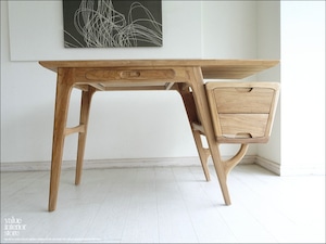 チーク無垢材 デスクVoide 片袖机 学習机 パソコンデスク 事務机 PCデスク ナチュラル 無垢材家具 W120cm 世界三大銘木