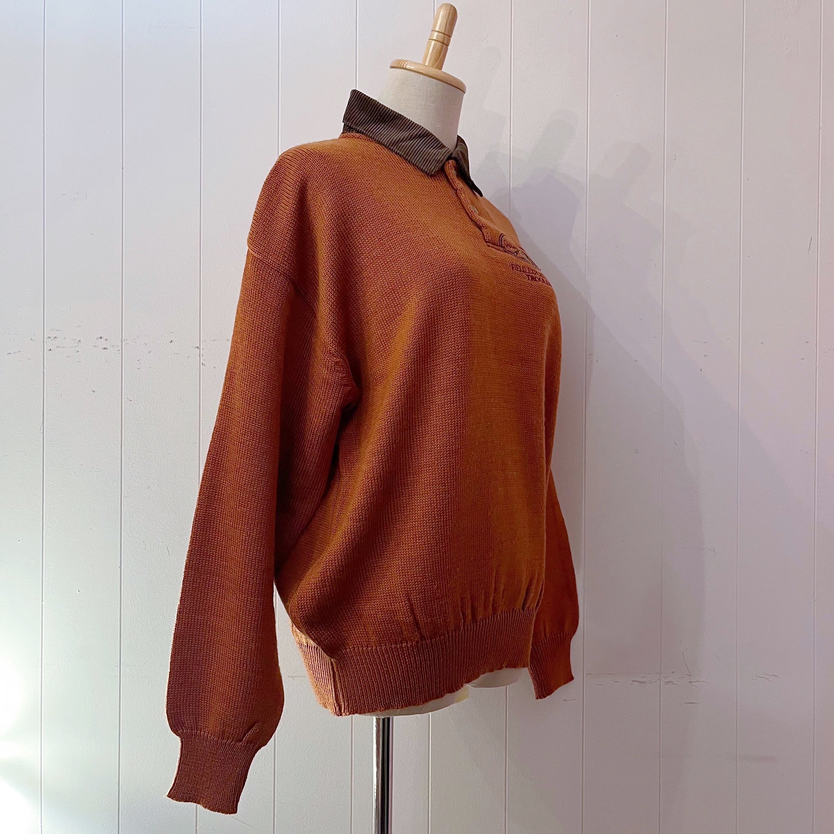 dog embroidery corduroy collar knit