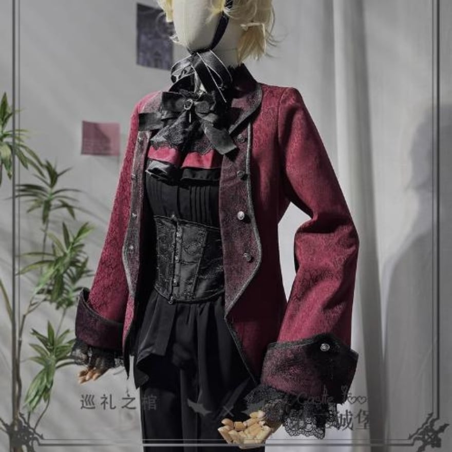 現品限り レッド 男装ジャケット CastleToo メンズロリータ ゴシック