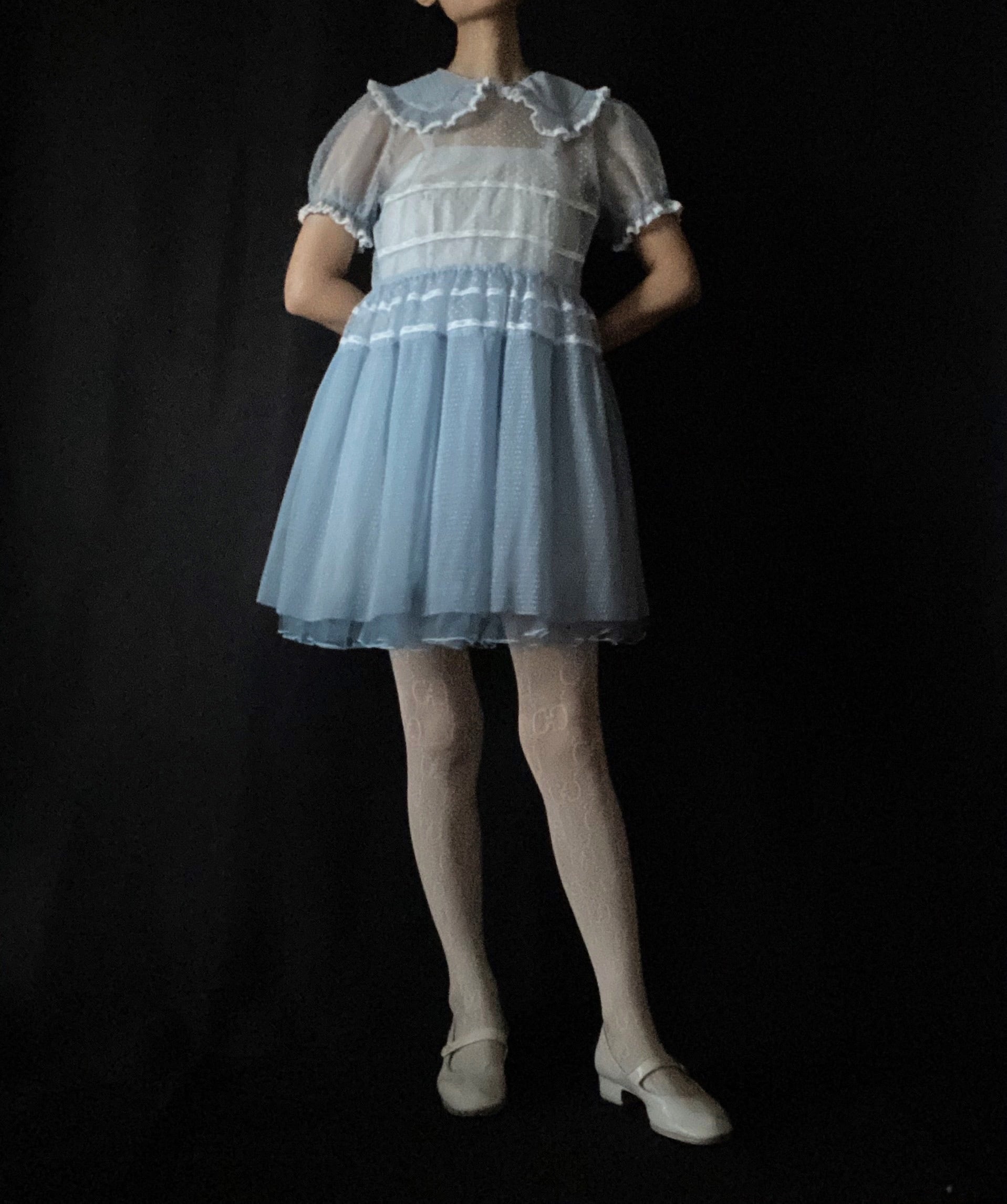 nu uniform kids chiffon dress 【dotted blue】 | nu uniform