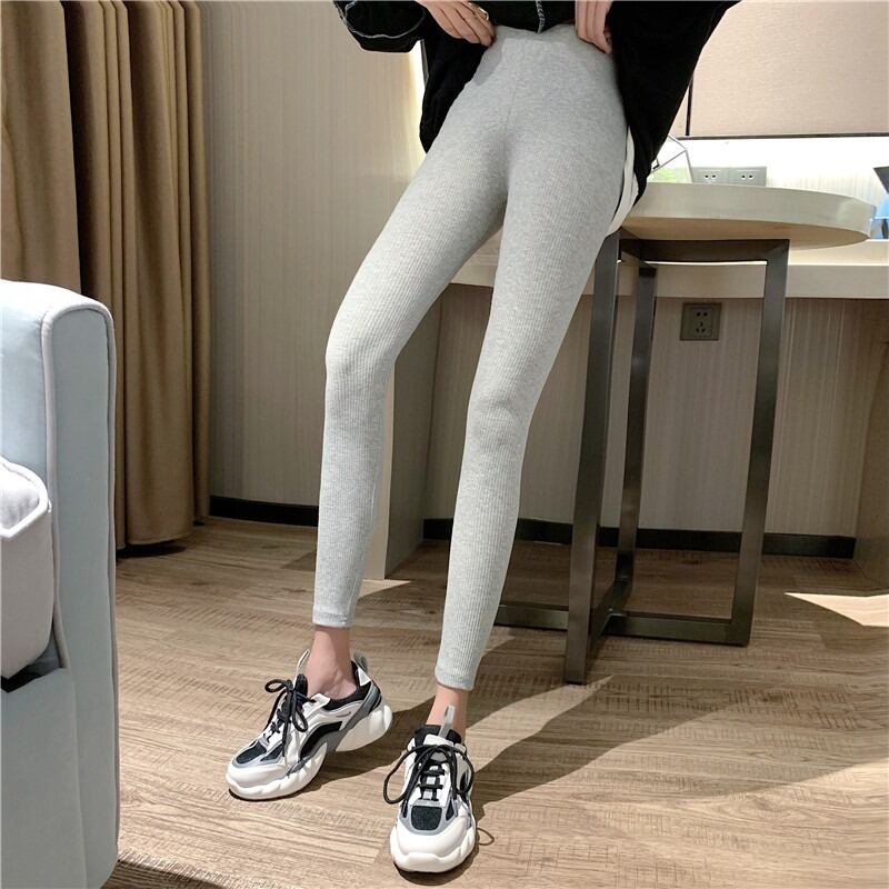 レギンス スプリングオータムソリッド カラーベルベットハイウェストウェストスリムパンツ 春物 秋物 ソリッドカラー YY-ファッション56753025078