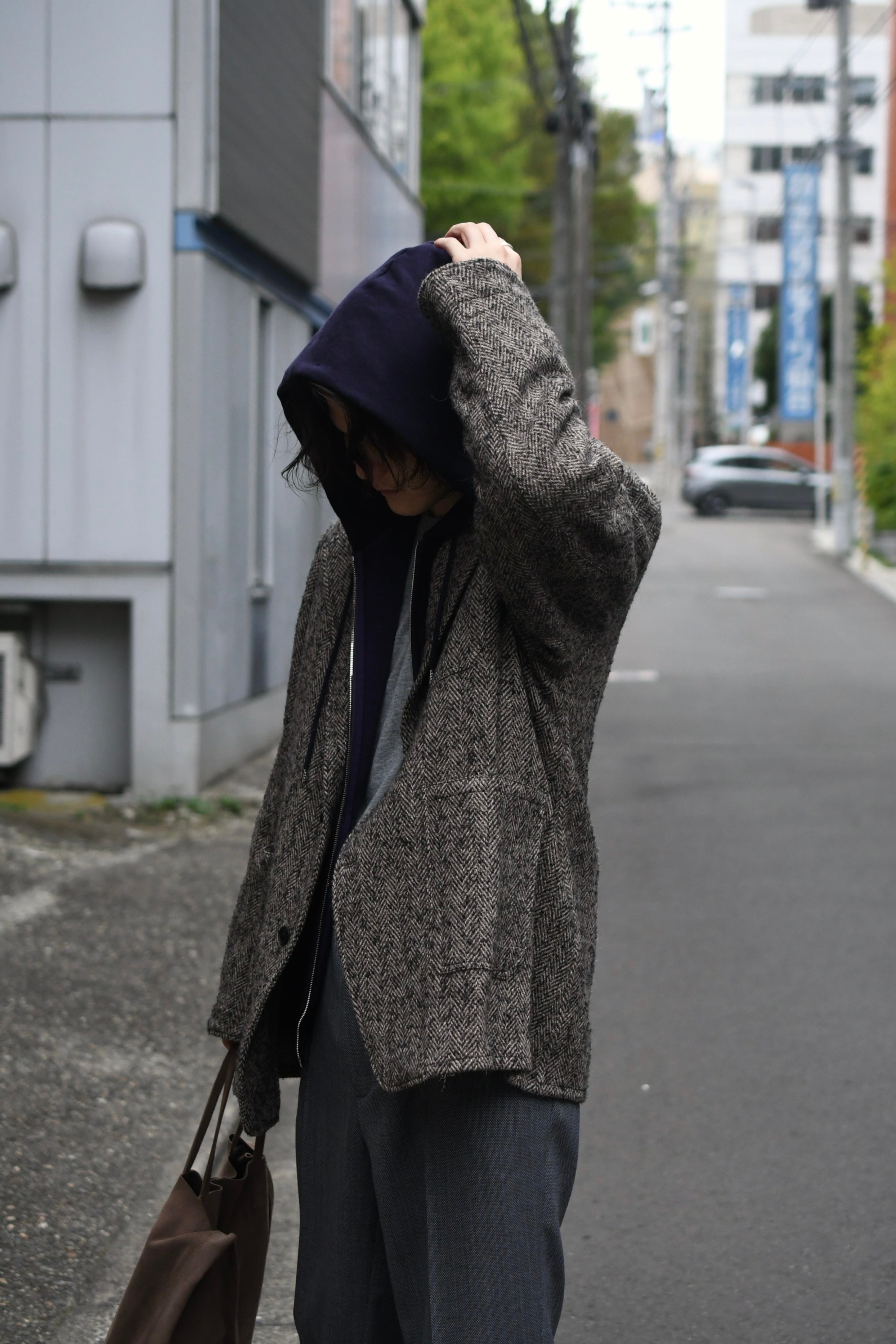 KAPTAIN SUNSHINE / Ex.herringbone tweed square over jacket | nariwai