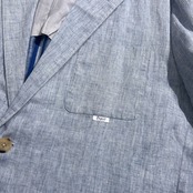 PAPAS パパス リネン100% テーラードジャケット 50/L/水色