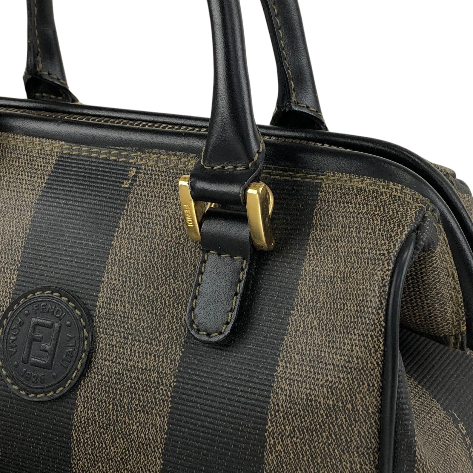 FENDI フェンディ ぺカン ハンドバッグ ブラウン FFロゴ PVC vintage