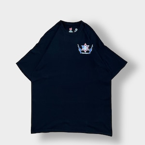 【HANES】JPFO ワンポイント ロゴ プリント Tシャツ 3XL ビッグシルエット バックプリント ヘインズ 銃 黒 半袖 us古着