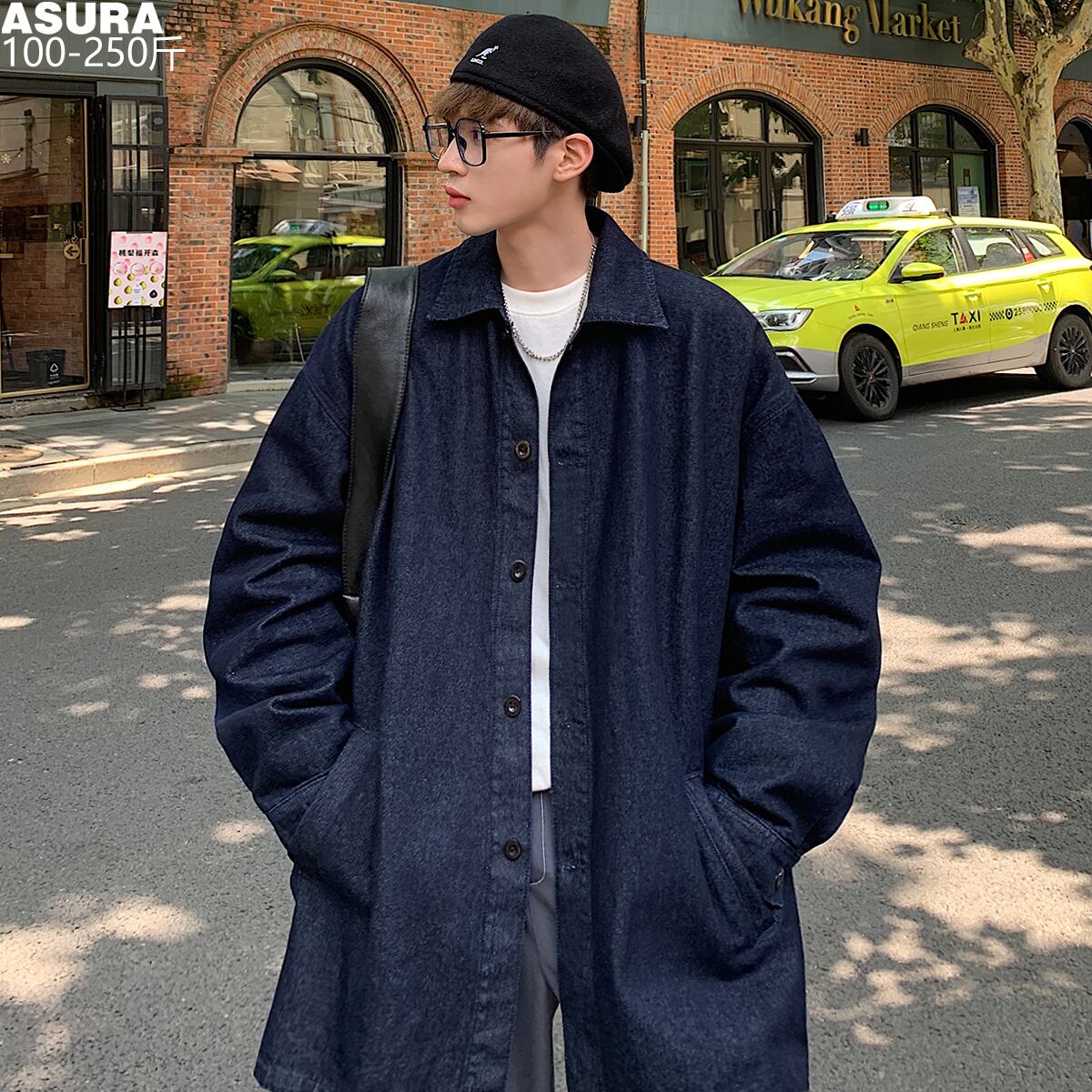 シャツ ルーズスプリングオータムジャケット スタンダード ロング レトロ 大きめサイズ 春物 秋物 ASURAプラスサイズメンズ35477476049