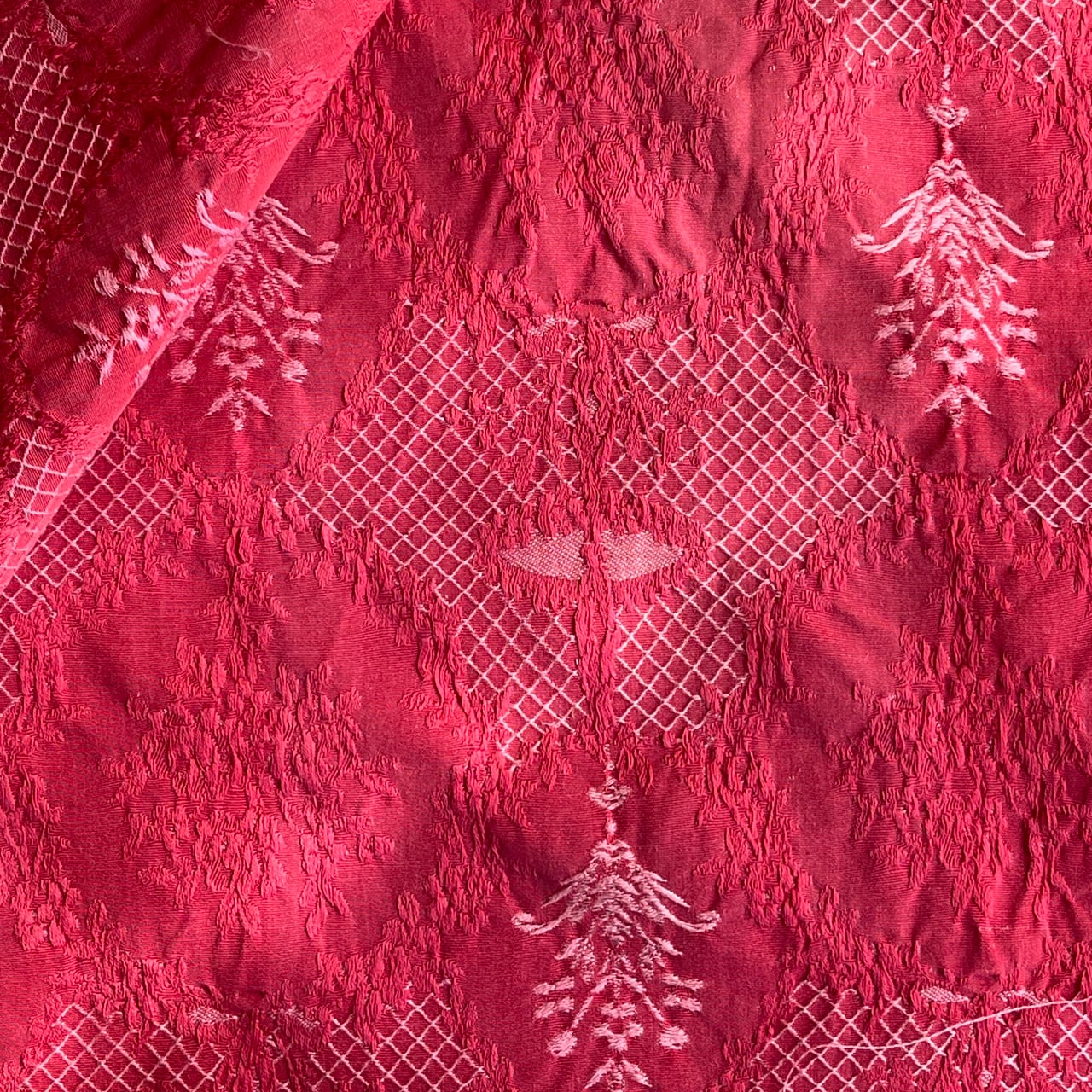 Vintage Fabric生地 ブーケダマスク ジャガード 約60×48cm or 約60