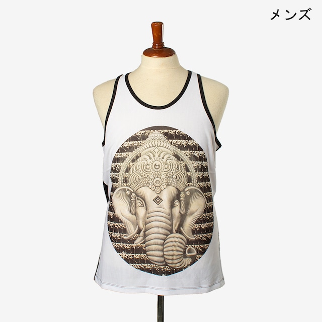 ブラックタンク　ガネシャ３　メンズ/ユニ　Men's Black tank top Ganesha3