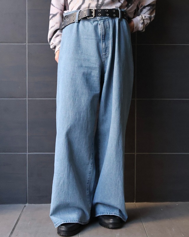 wide straight denim pants