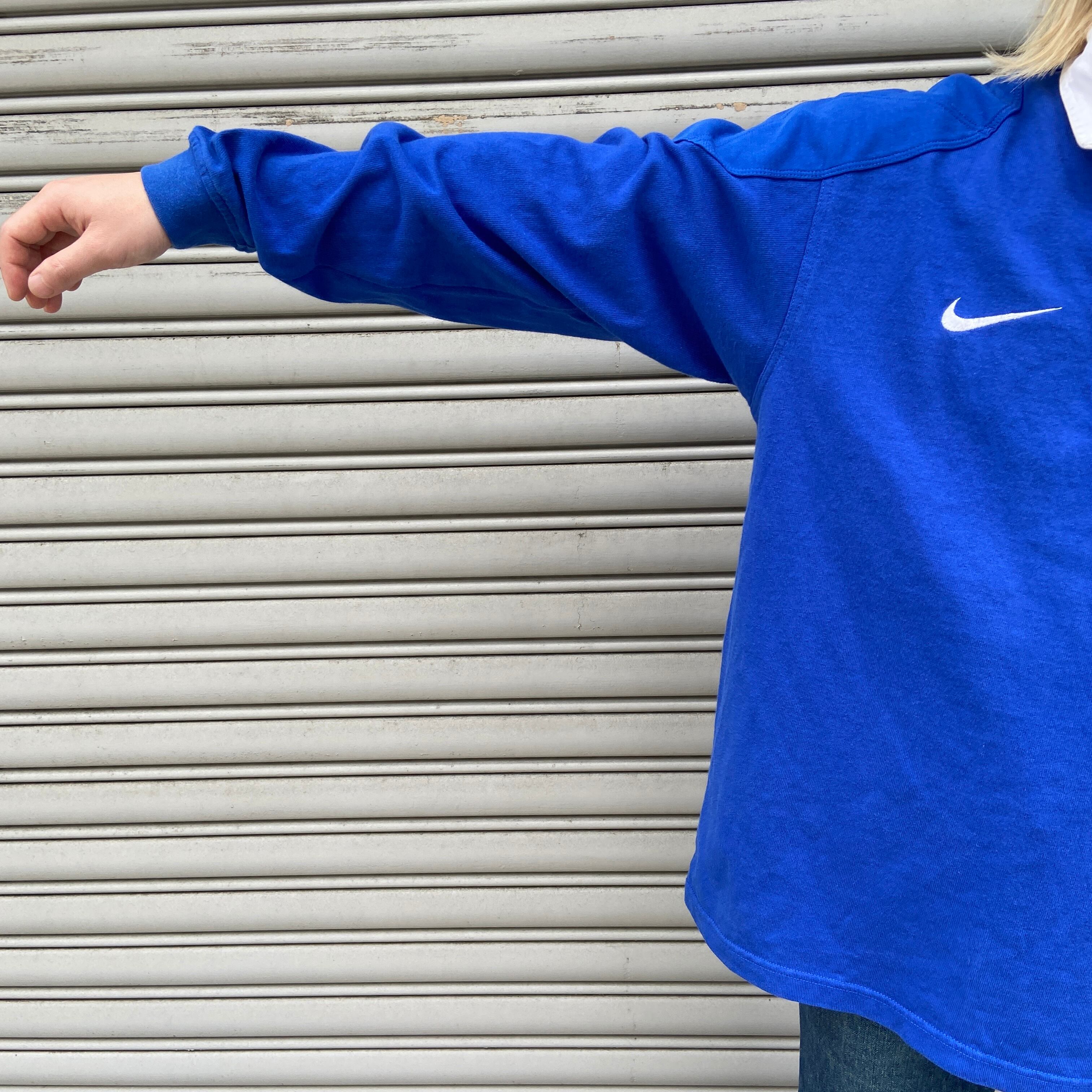 NIKE ナイキ ラガーシャツ ナイキチーム スウォッシュ ブルー M | 古着