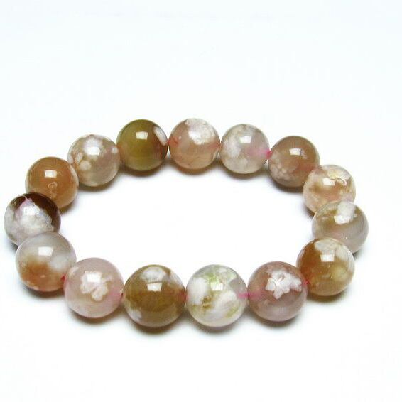 チェリーブロッサムアゲート ブレスレット 桜瑪瑙 14mm [M便 1/10] 111-26380