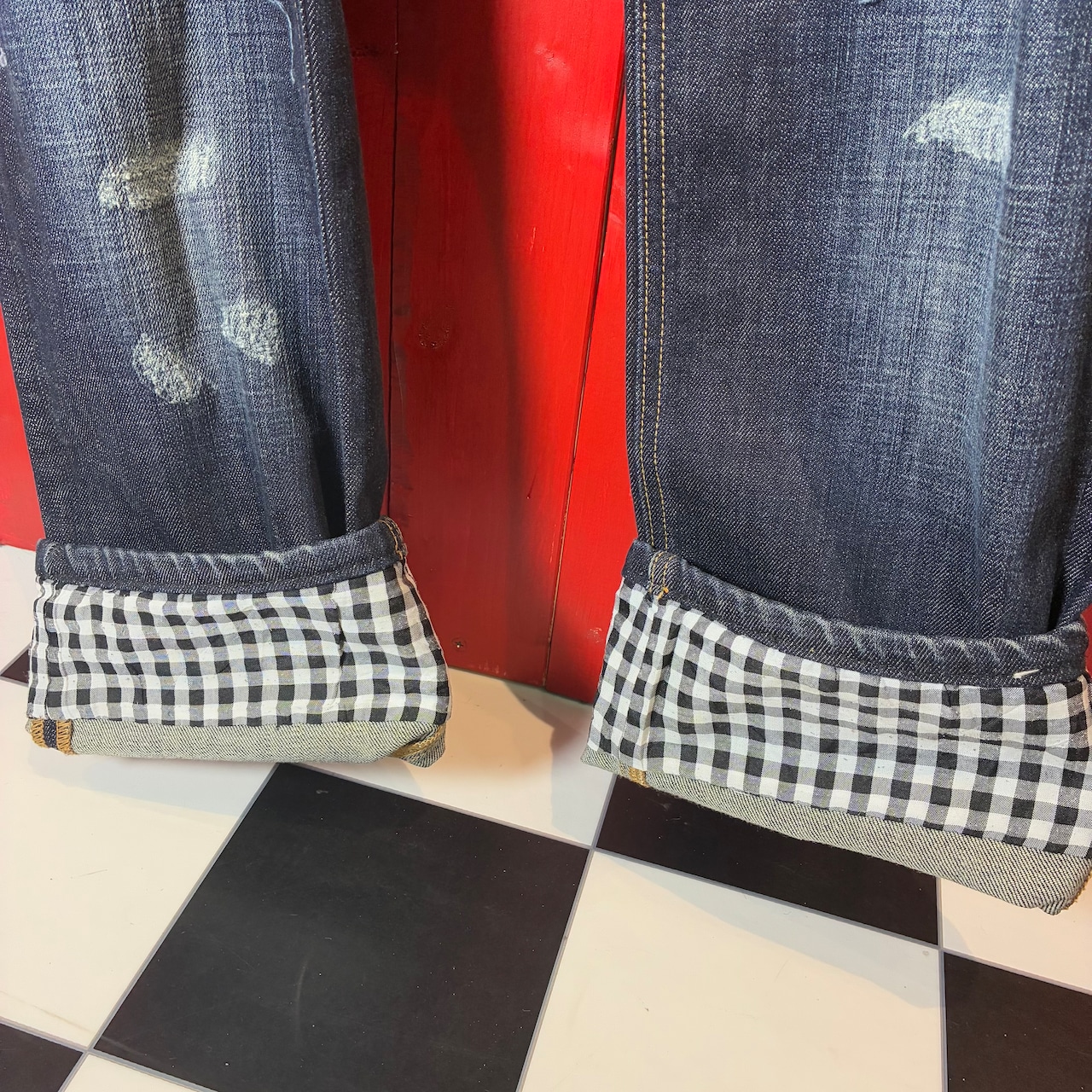 00s イタリア製 D&G DOLCE&GABBANA Y2Kダメージデニムパンツ　濃紺　ドルガバ　W34