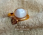 再販！【入魂儀式済ケオンカボション】インドオーム★２４Kコーティング９２５シルバーリング