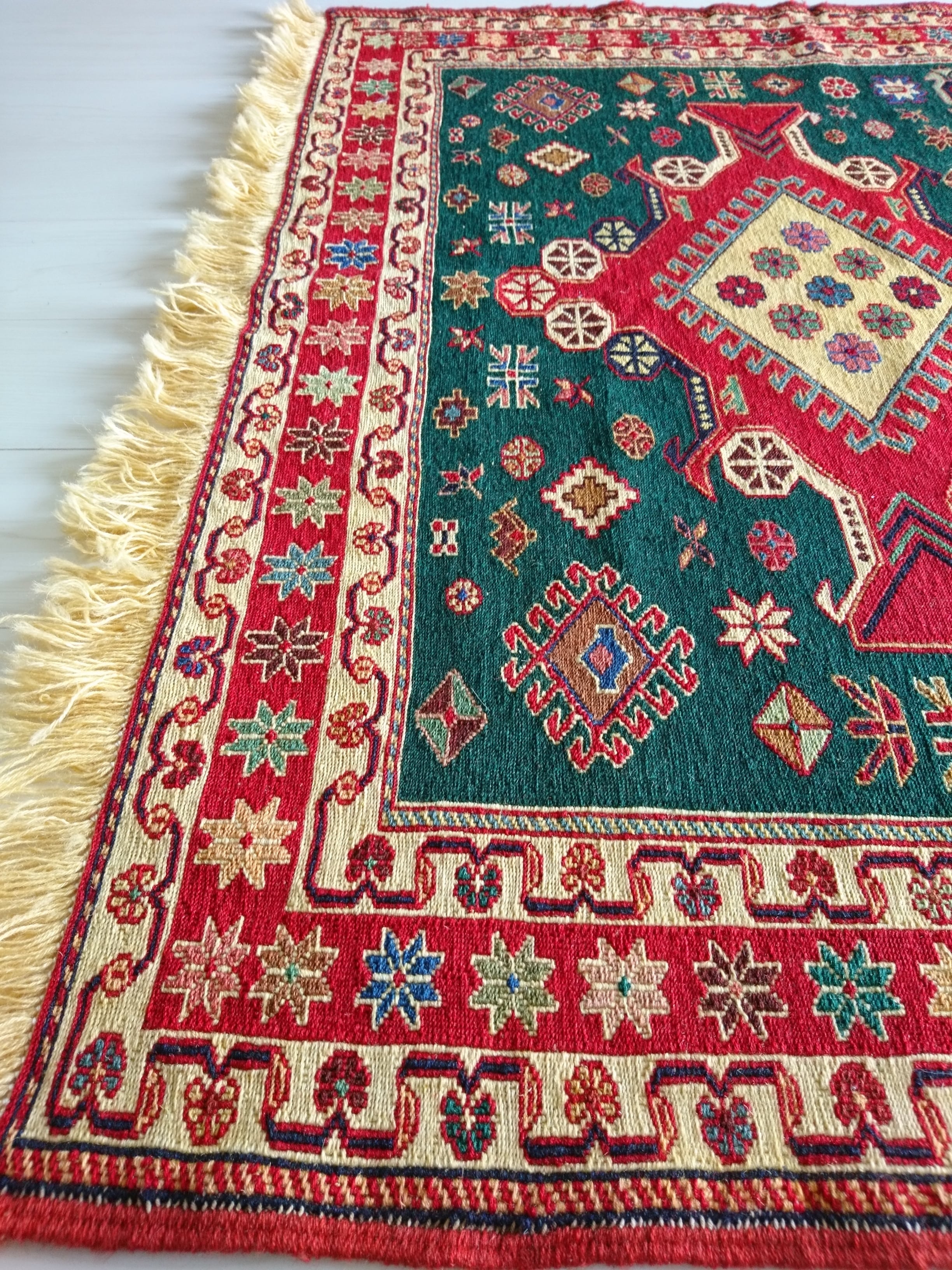 Sumak Persian Kilim 195x123cm Joyful Green ペルシャ絨毯 | mohajal home Sumak Persian Kilim 195x123cm Joyful Green ペルシャ絨毯 | mohajal home