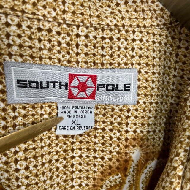 SOUTHPOLE サウスポール 総柄オープンカラーシャツ ポリシャツ XL