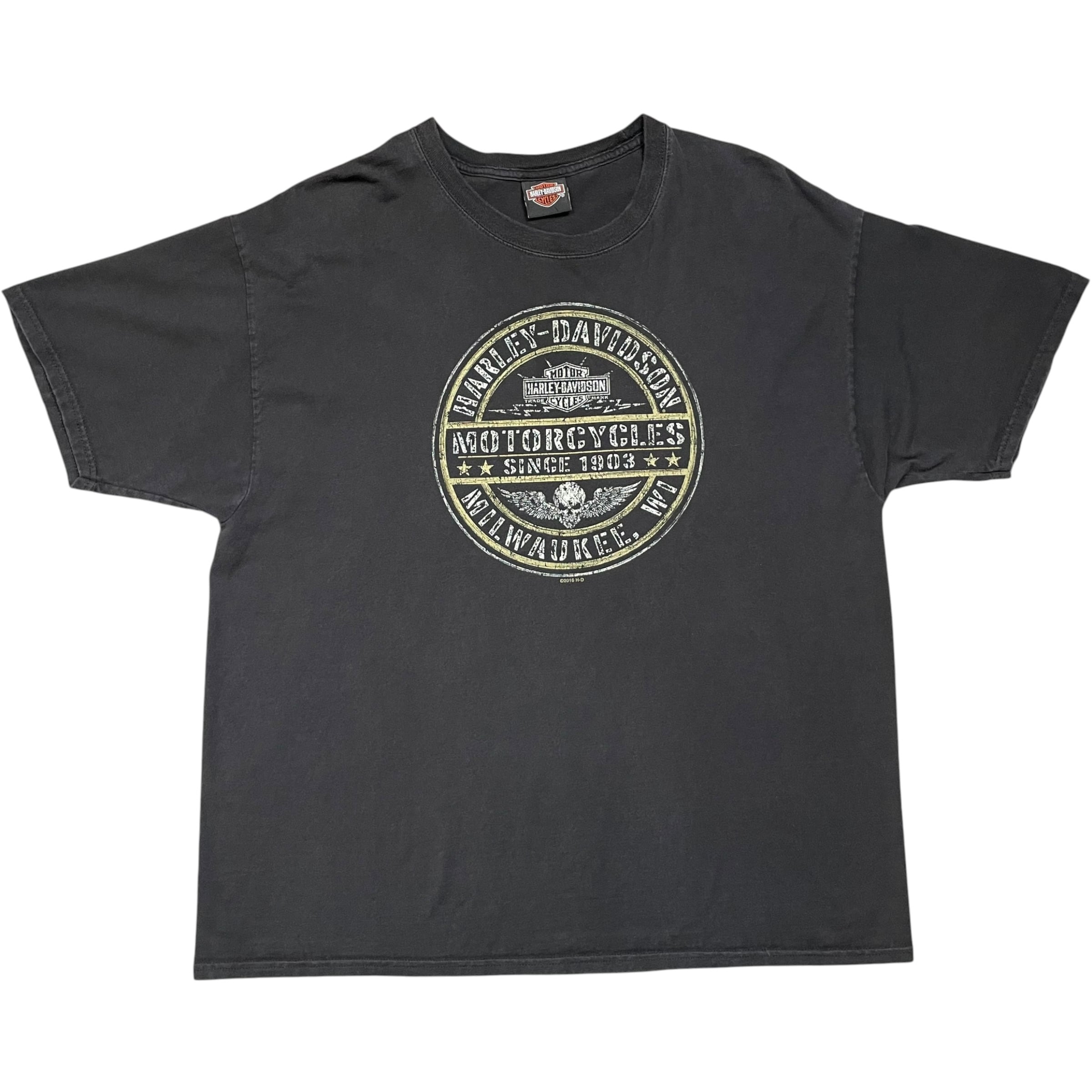 《XL》 Harley-Davidson ハーレーダビッドソン Tシャツ ブラック プリントデザイン no.10176