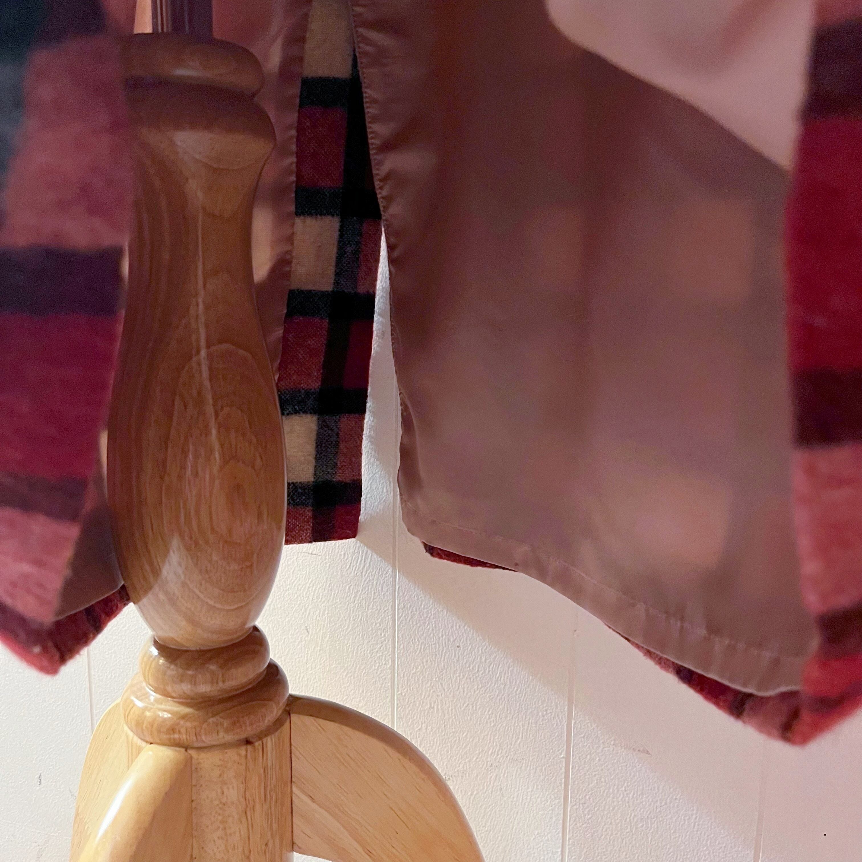 red block check wool long skirt