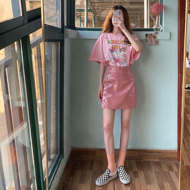 セットアップ レディース 春夏秋 上下 ２点セット トップス 半袖 ラウンドネック プリント ピンク ｔシャツ ミニ丈 ハイウエスト ａライン ピンク スカート シンプル カジュアル おしゃれ 大人可愛い お出かけ デート 通学 学生 キャンパス 旅行 普段着 Hf097 Haru