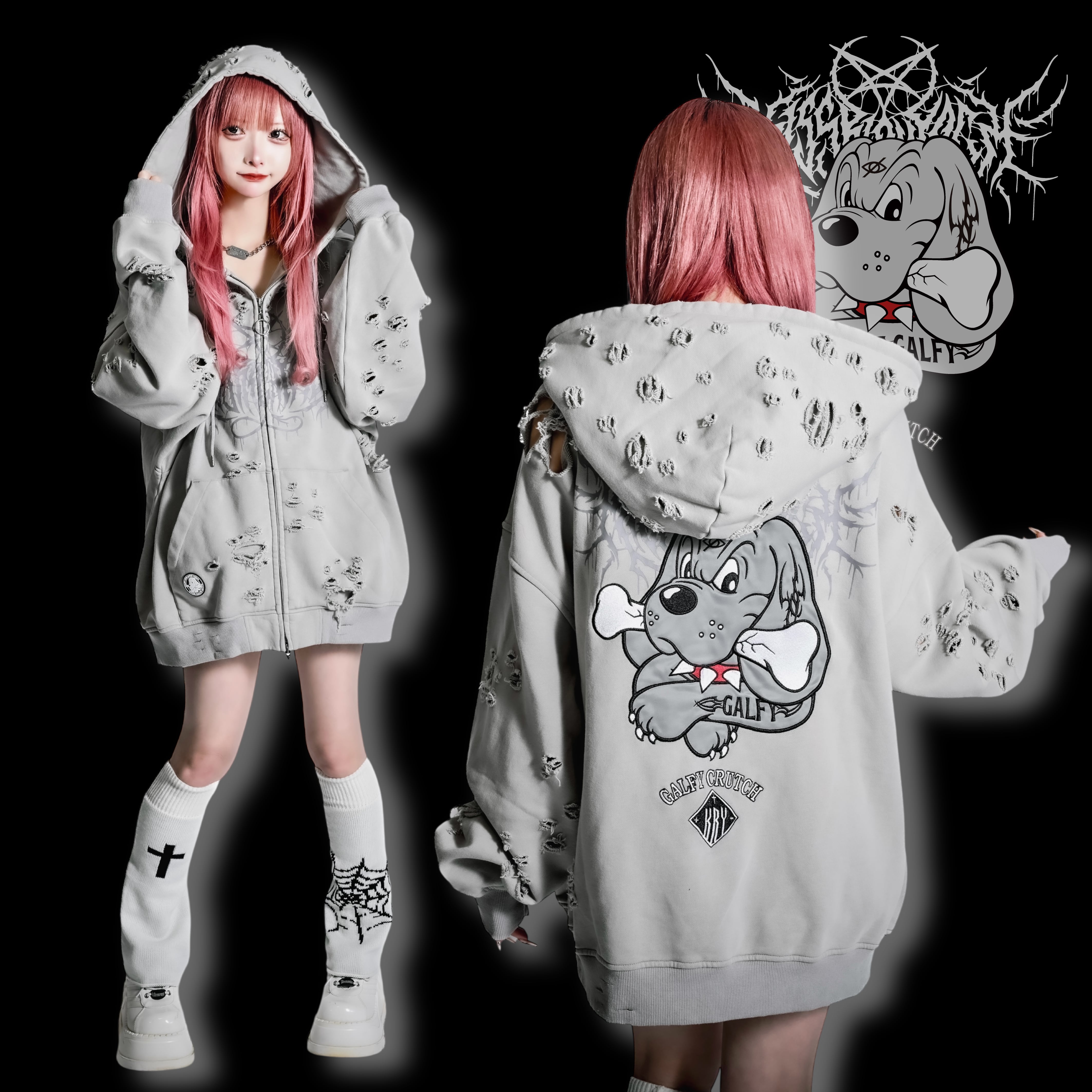 即納】「ブリーチぼろぼろパーカー」 | KRY clothing