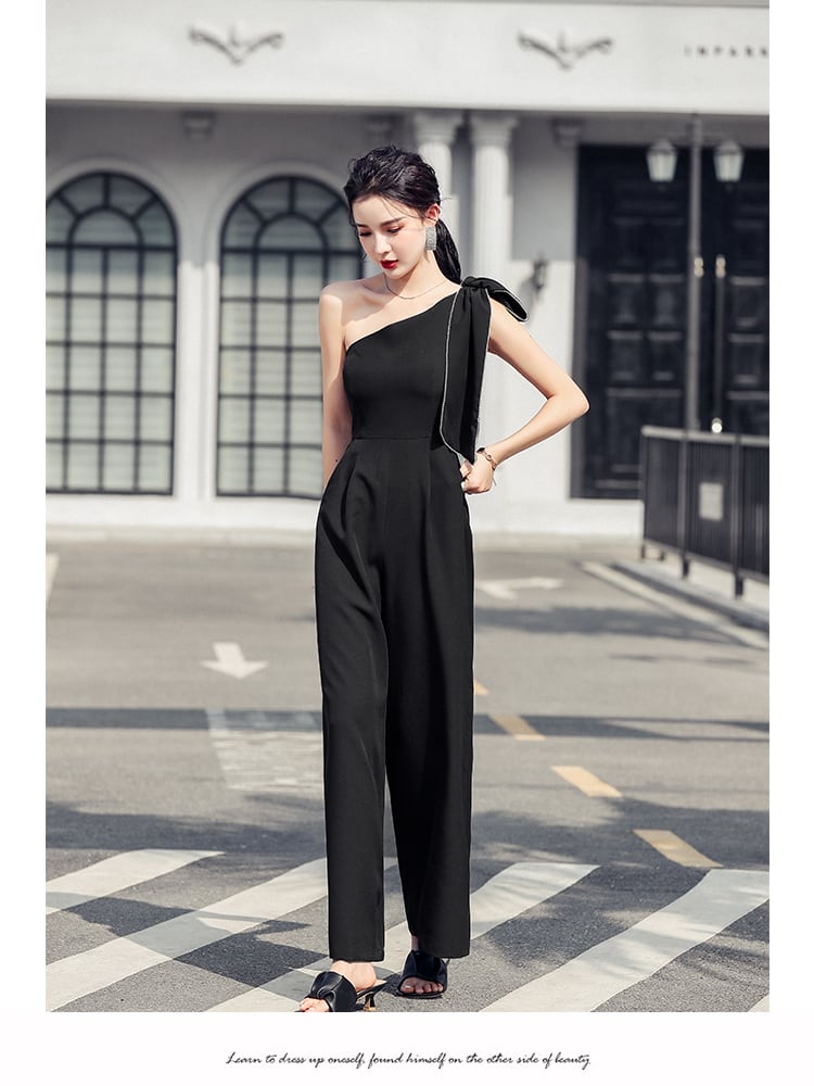 低価格化 L 黒 ワイドパンツドレス セパレート パーティー カッコイイ 韓国 脚長効果