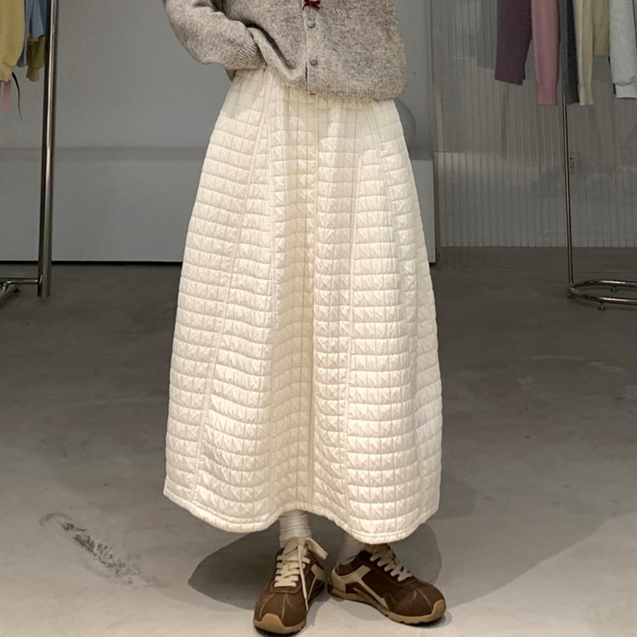 Quilted Long Length Skirt 01048