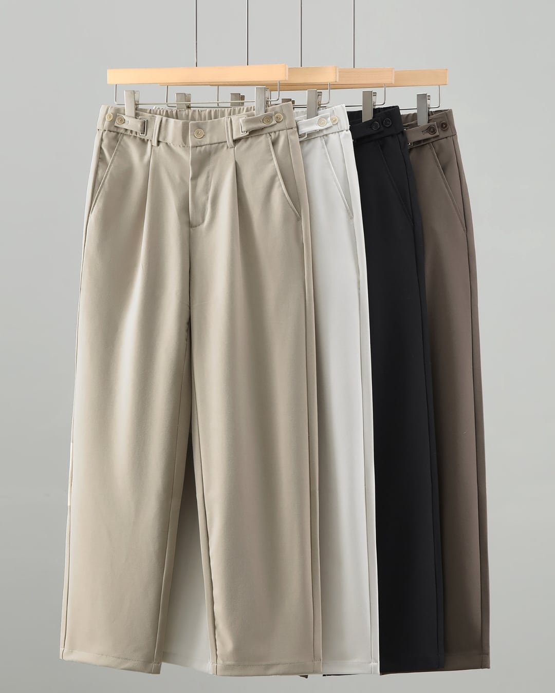 サイドデザイン付 センタープレスワイドスラックス 4色 A0204