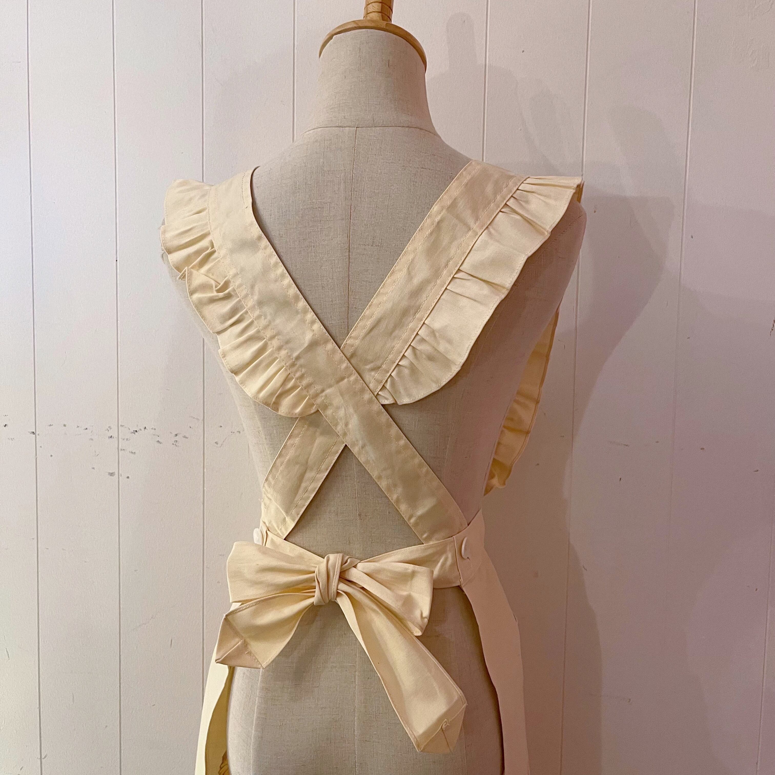 dog & boy cream frill apron