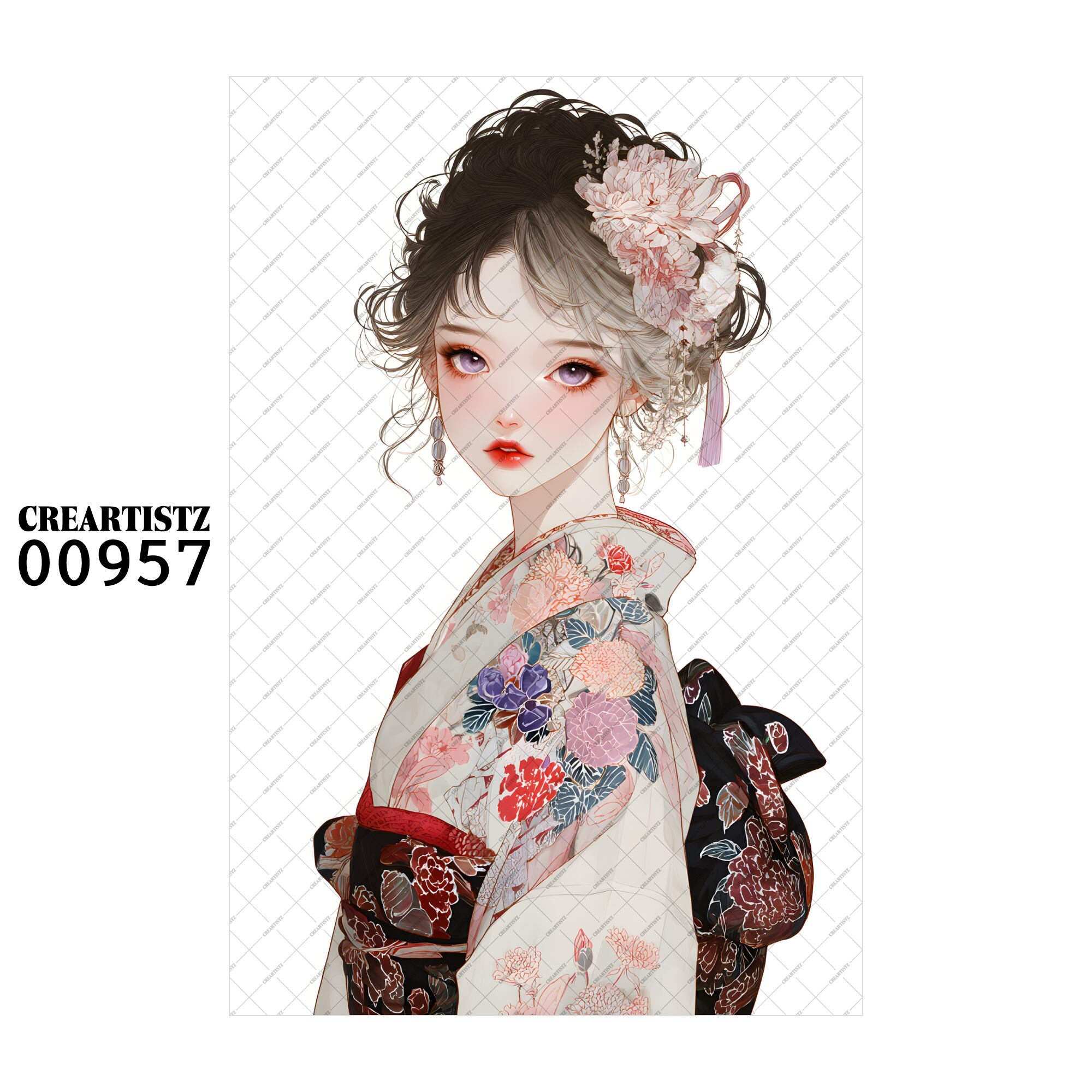 00957 ガール キュート オリジナル ペーパー/ステッカー 4枚セット CREARTISTZ