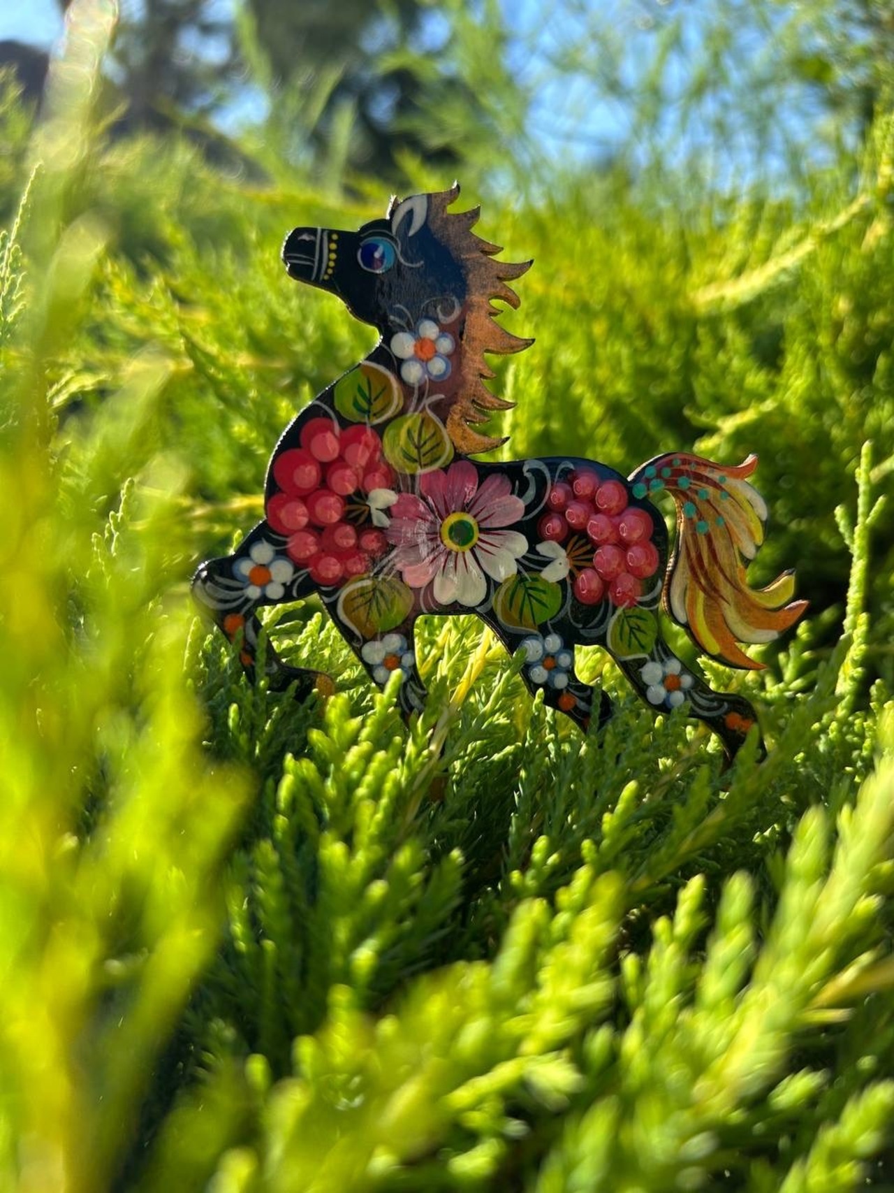 ペトリキフカ塗り　木製マグネット 　ホース　馬（Khomenko作） - 3