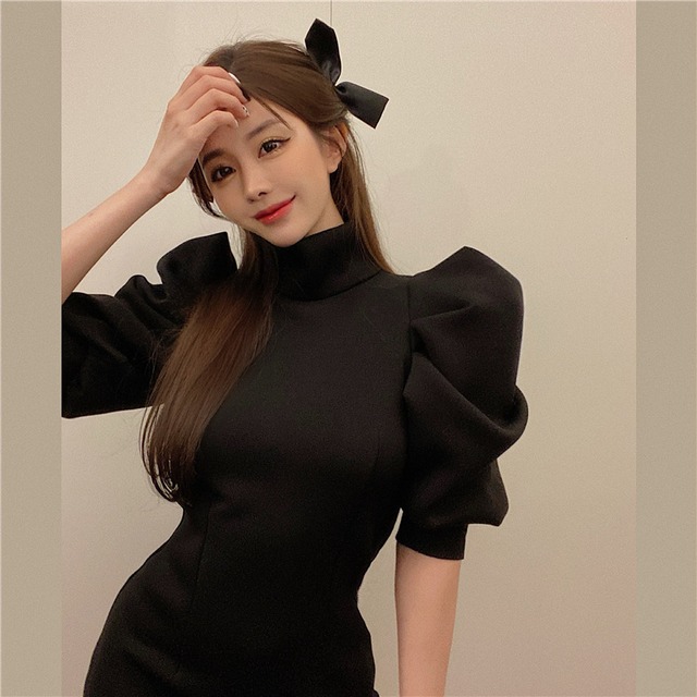 ２色展開　韓国ファッション　オシャレショットワンピース　　レディース