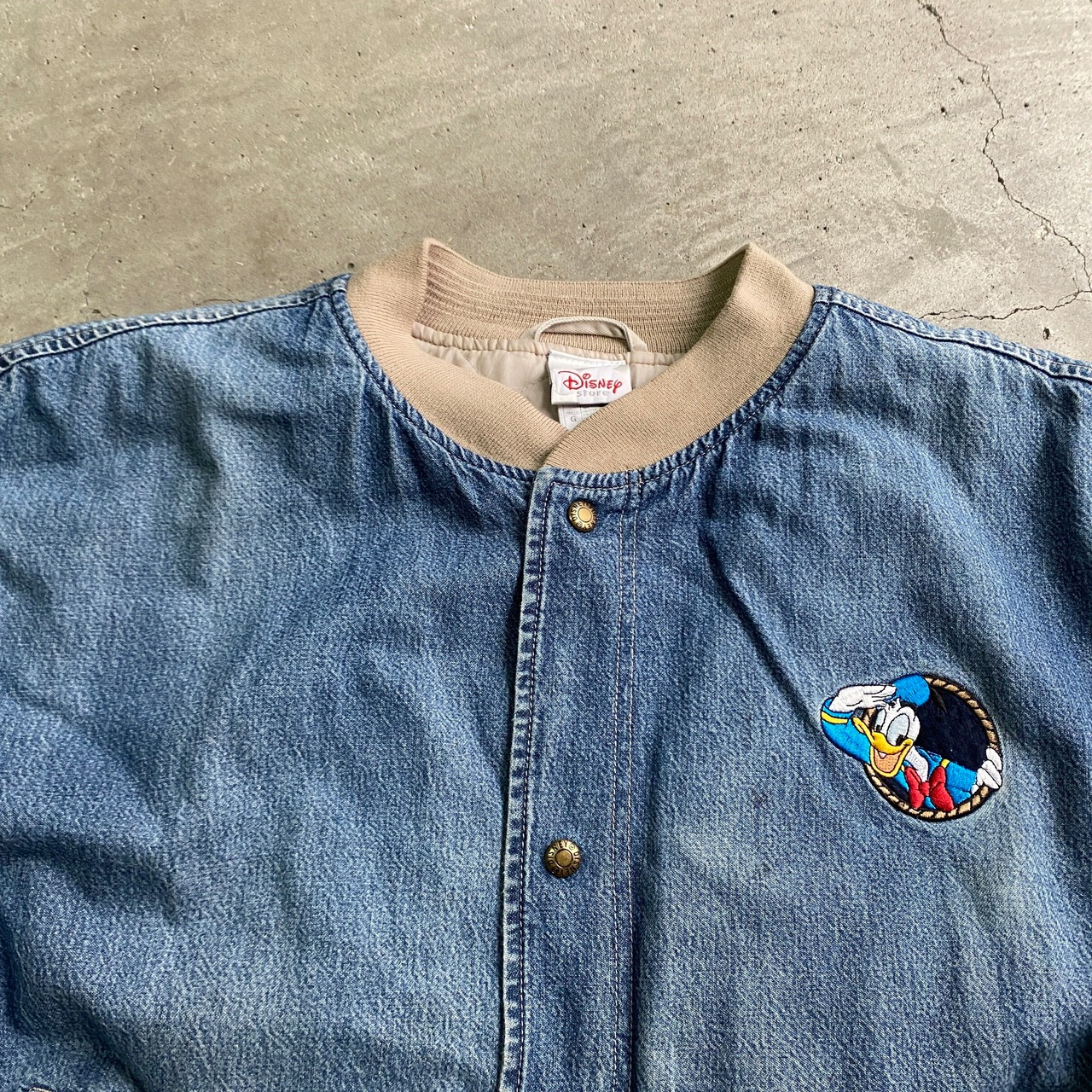 Disney ディズニー ドナルドダック 刺繍 ワッペン デニムスタジャン 
