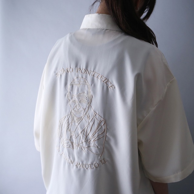 "刺繍" front and back design over silhouette h/s shirt（dead stock）