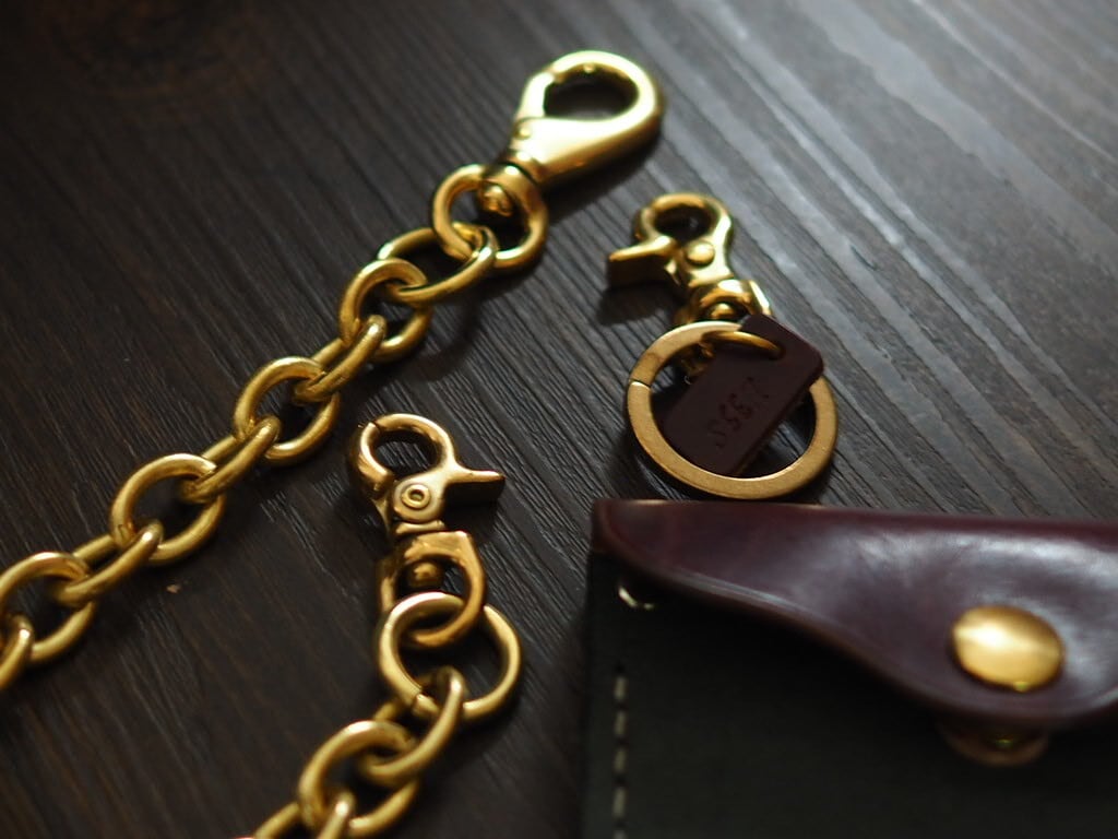 真鍮ウォレットチェーン B35S 【全長35cm】キーリング付き | Leather